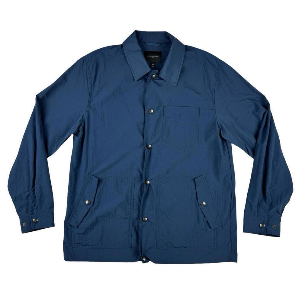 Banana Republic Water Repellant Button-Up Shirt Jacket Navy Size M